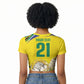 World Cricket Custom South Africa Raglan Cropped T shirt Protea Flower Come On Proteas!