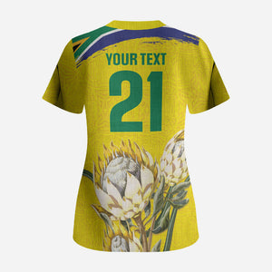World Cricket Custom South Africa Scrub Top Protea Flower Come On Proteas!