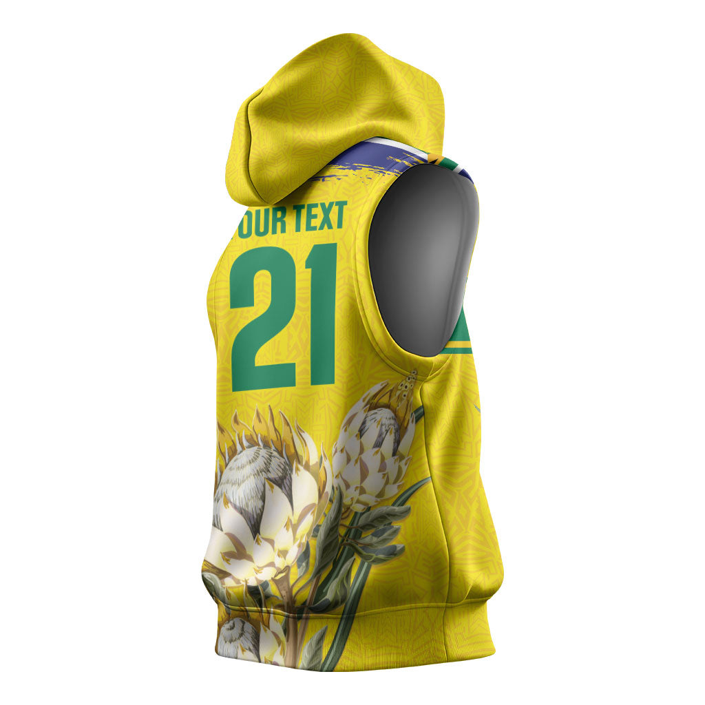 World Cricket Custom South Africa Sleeveless Hoodie Protea Flower Come On Proteas!