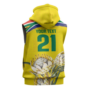 World Cricket Custom South Africa Sleeveless Zip Hoodie Protea Flower Come On Proteas!