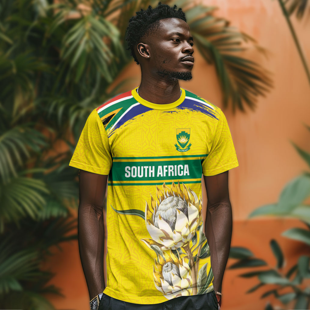 World Cricket Custom South Africa T shirt Protea Flower Come On Proteas!