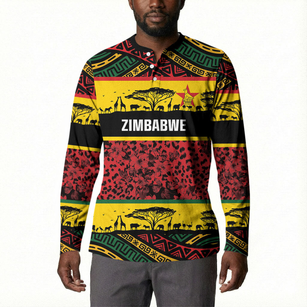 World Cricket Custom Zimbabwe Button Sweatshirt Zimbabwe Bird Go Chevrons!