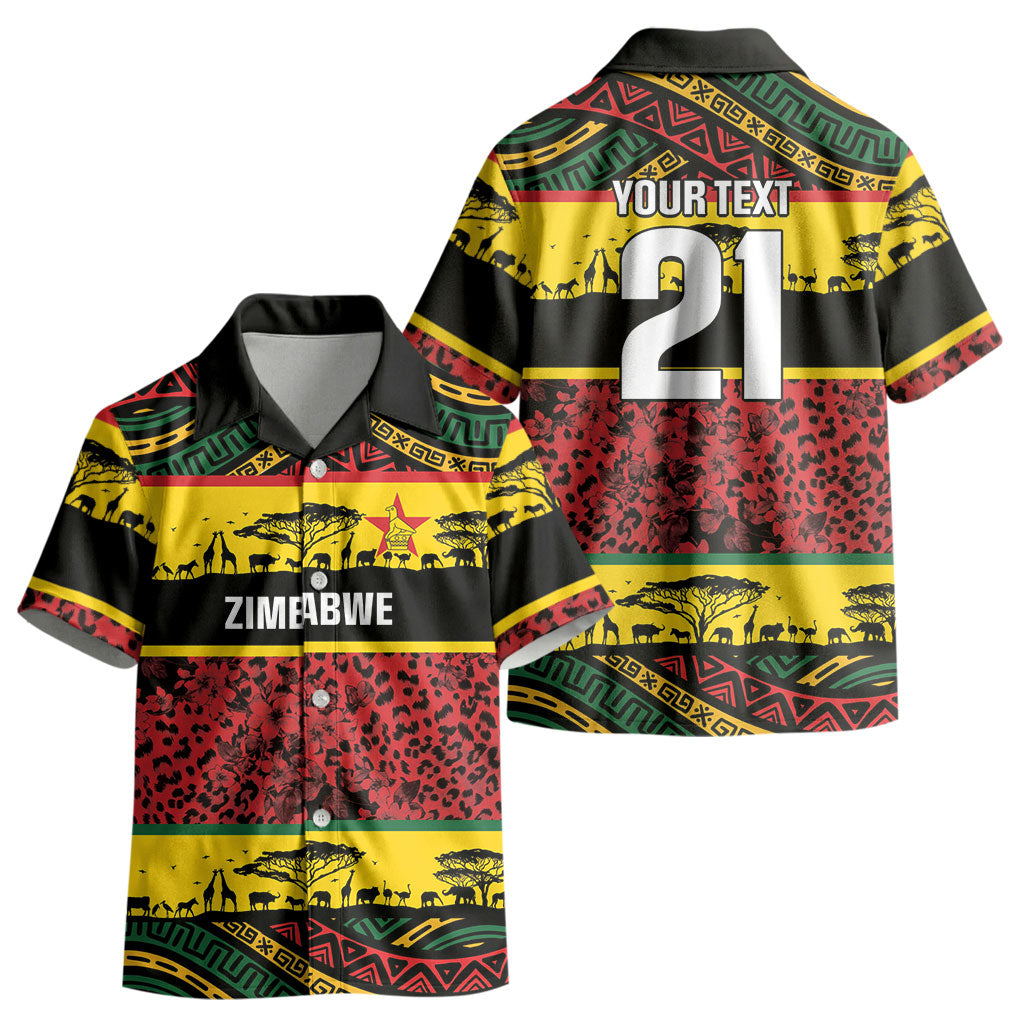 World Cricket Custom Zimbabwe Kid Hawaiian Shirt Zimbabwe Bird Go Chevrons!