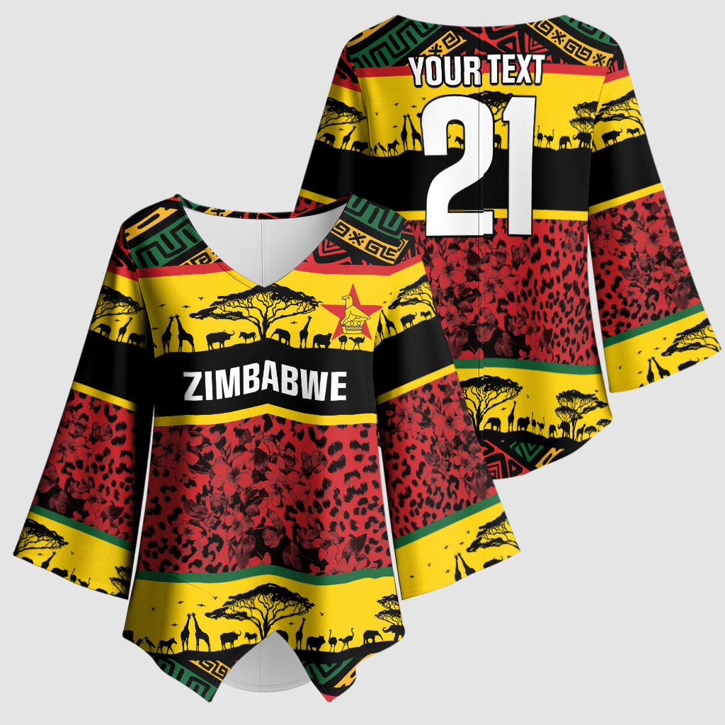 World Cricket Custom Zimbabwe Kimono Sleeve Blouse Zimbabwe Bird Go Chevrons!