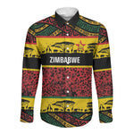 World Cricket Custom Zimbabwe Long Sleeve Button Shirt Zimbabwe Bird Go Chevrons!