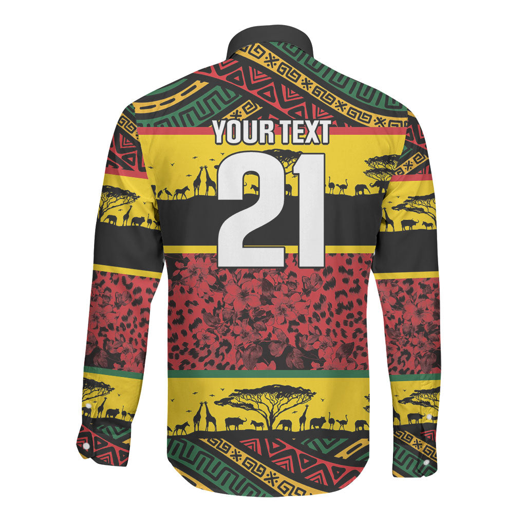 World Cricket Custom Zimbabwe Long Sleeve Button Shirt Zimbabwe Bird Go Chevrons!