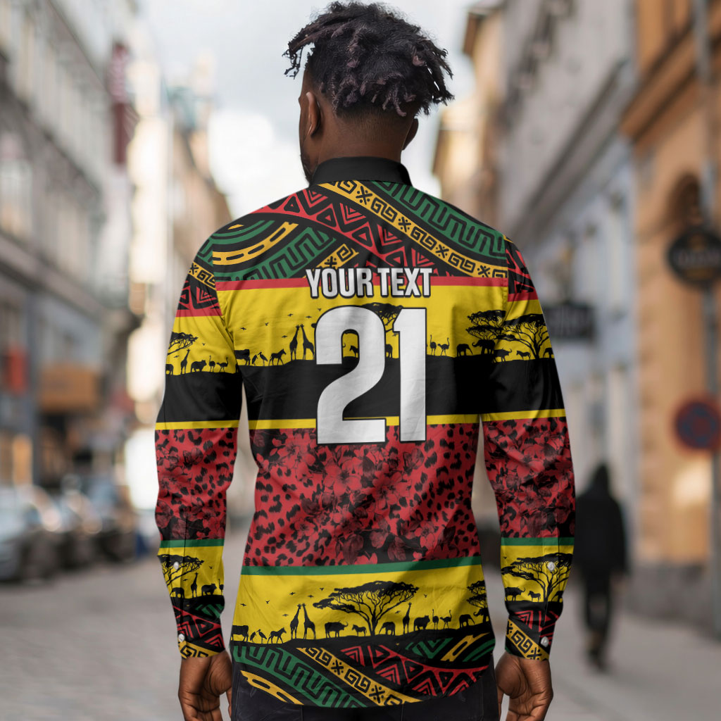 World Cricket Custom Zimbabwe Long Sleeve Button Shirt Zimbabwe Bird Go Chevrons!