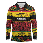 World Cricket Custom Zimbabwe Long Sleeve Polo Shirt Zimbabwe Bird Go Chevrons!