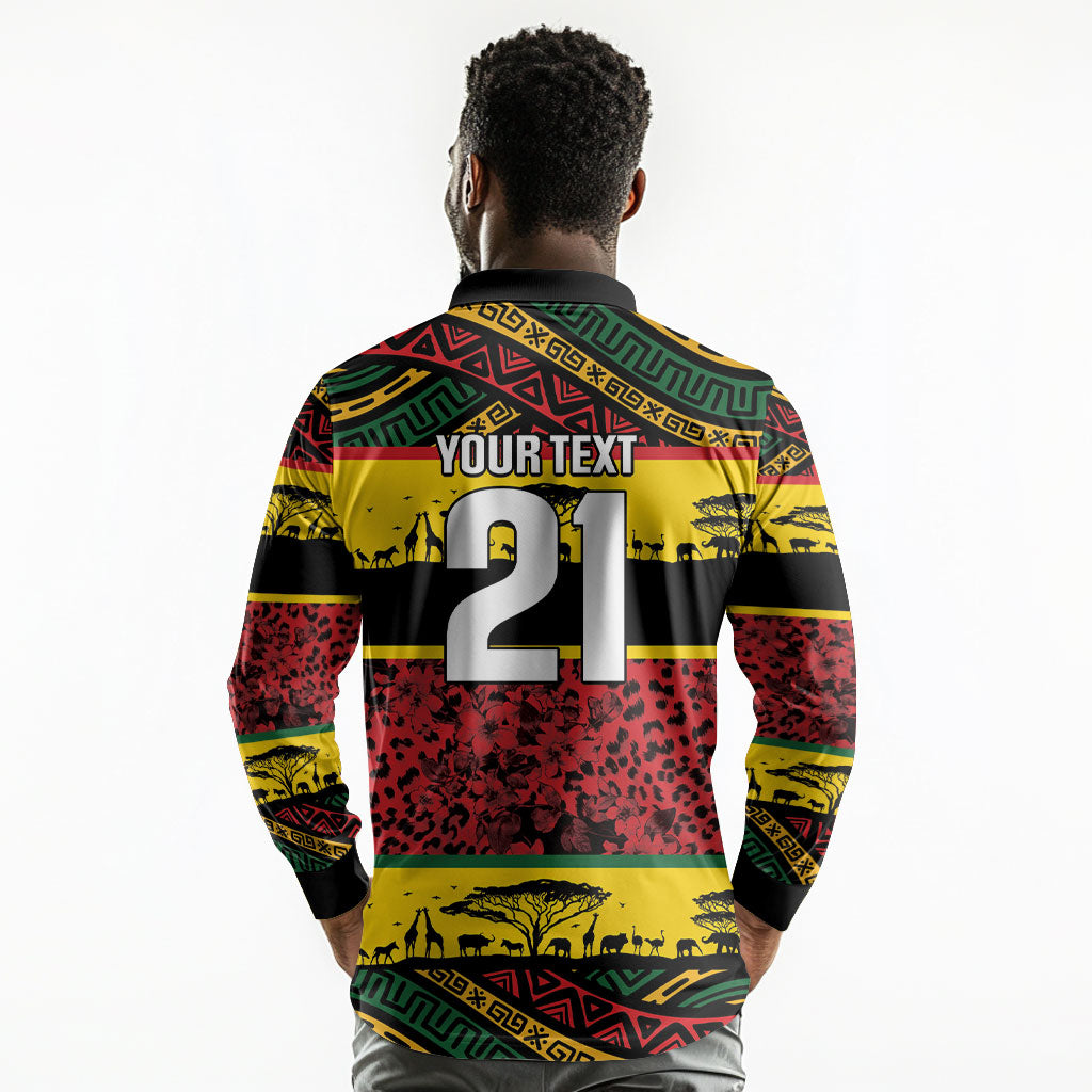 World Cricket Custom Zimbabwe Long Sleeve Polo Shirt Zimbabwe Bird Go Chevrons!