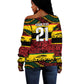 World Cricket Custom Zimbabwe Off Shoulder Sweater Zimbabwe Bird Go Chevrons!