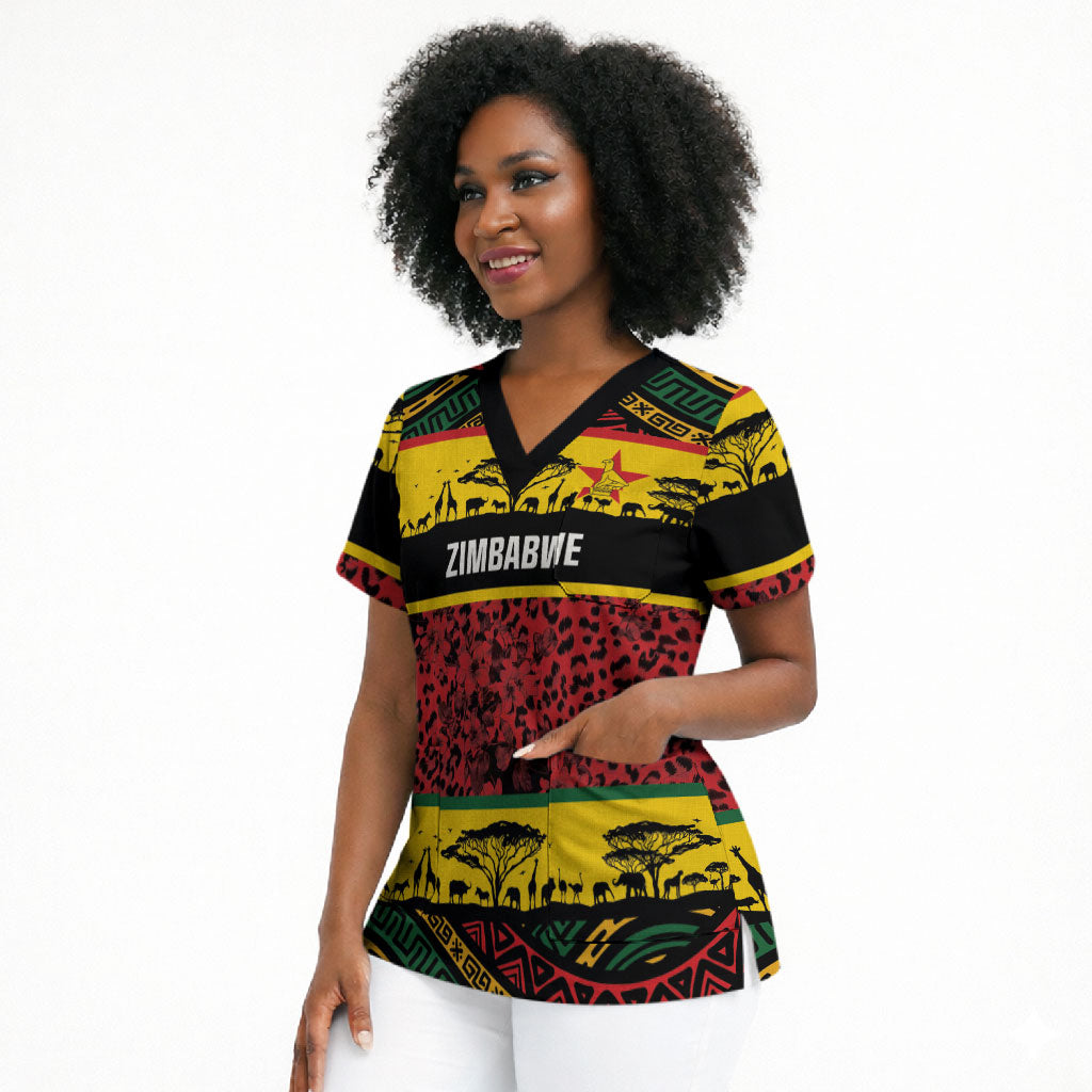World Cricket Custom Zimbabwe Scrub Top Zimbabwe Bird Go Chevrons!