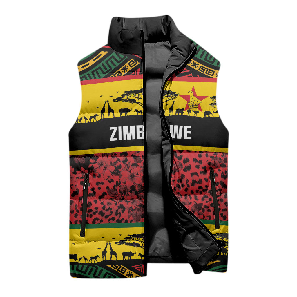 World Cricket Custom Zimbabwe Sleeveless Puffer Jacket Zimbabwe Bird Go Chevrons!