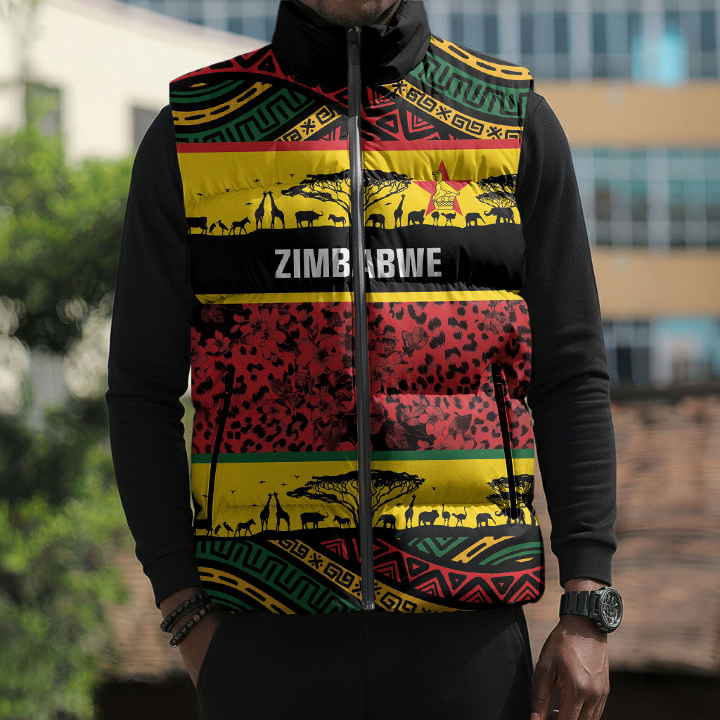 World Cricket Custom Zimbabwe Sleeveless Puffer Jacket Zimbabwe Bird Go Chevrons!