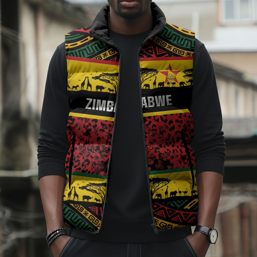 World Cricket Custom Zimbabwe Sleeveless Puffer Jacket Zimbabwe Bird Go Chevrons!