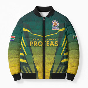 Custom South Africa Cricket Spirit 2026 Bomber Puffer Jacket World T20 Edition