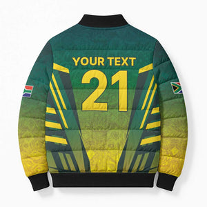 Custom South Africa Cricket Spirit 2026 Bomber Puffer Jacket World T20 Edition