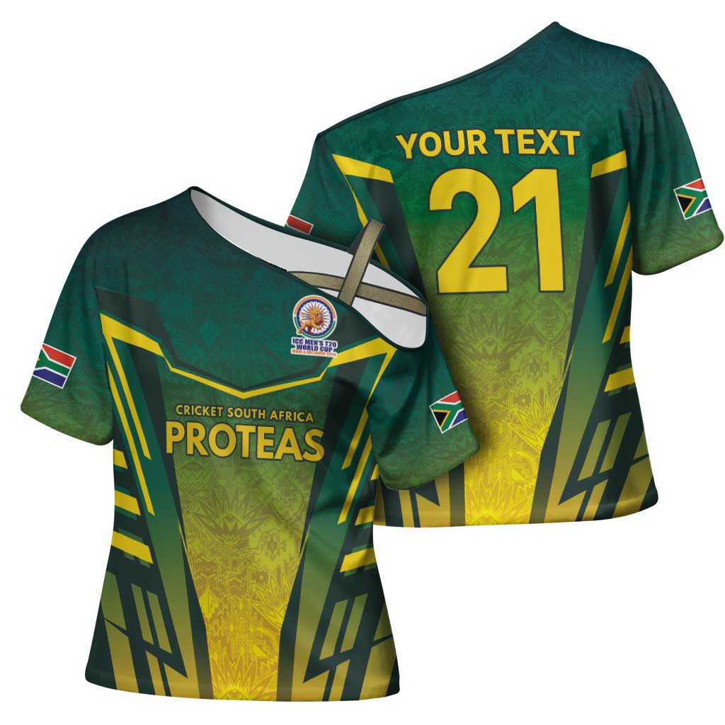 Custom South Africa Cricket Spirit 2026 Cross Shoulder Shirt World T20 Edition