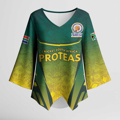 Custom South Africa Cricket Spirit 2026 Kimono Sleeve Blouse World T20 Edition