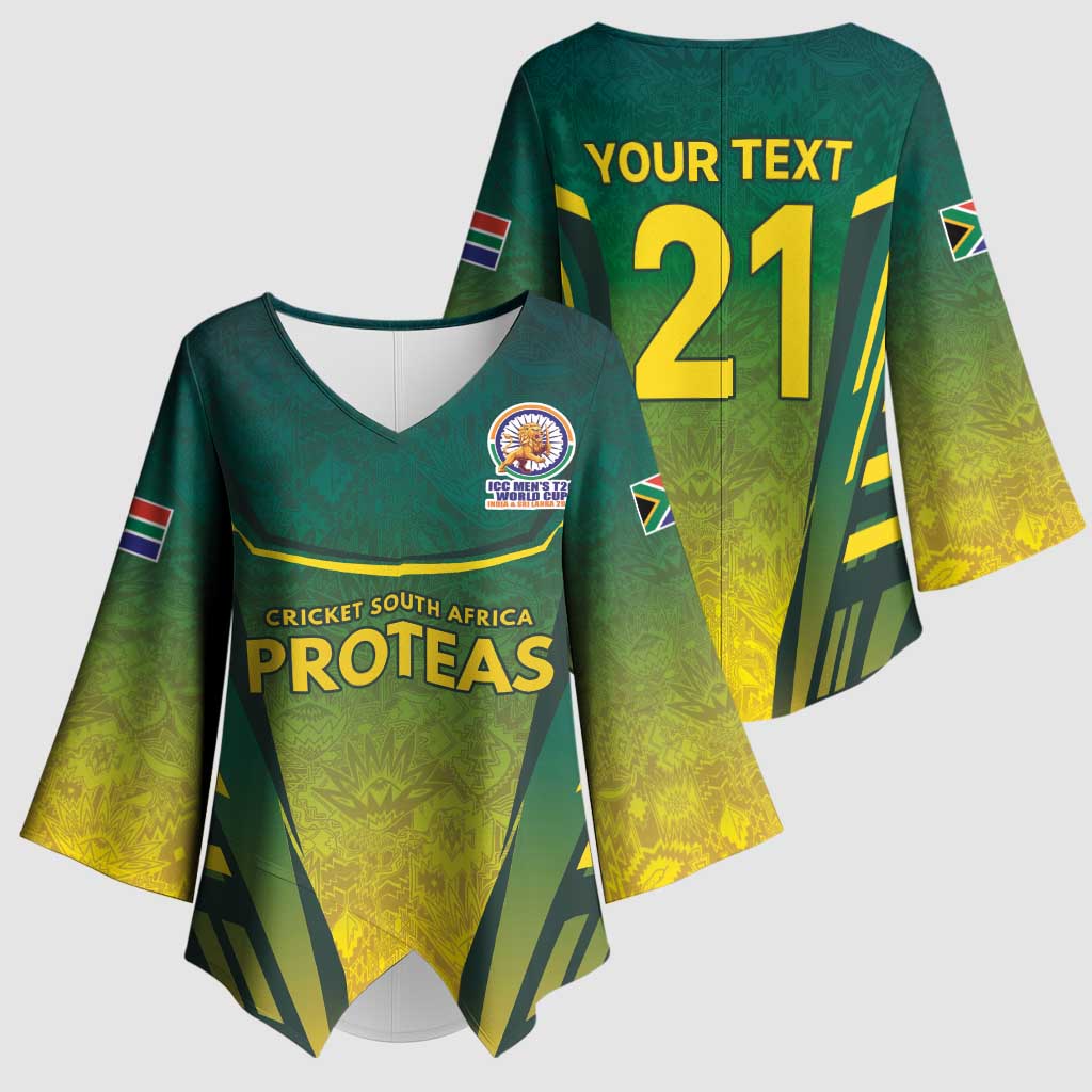 Custom South Africa Cricket Spirit 2026 Kimono Sleeve Blouse World T20 Edition