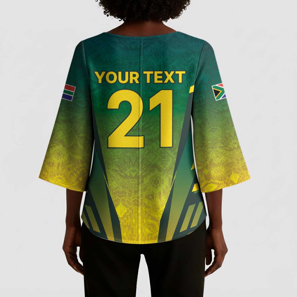 Custom South Africa Cricket Spirit 2026 Kimono Sleeve Blouse World T20 Edition