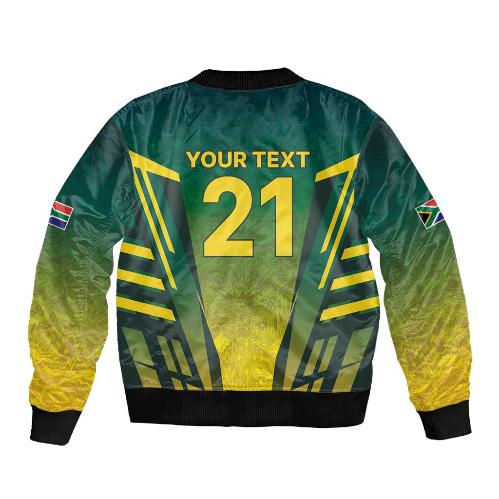 Custom South Africa Cricket Spirit 2026 Sleeve Zip Bomber Jacket World T20 Edition - African Pride