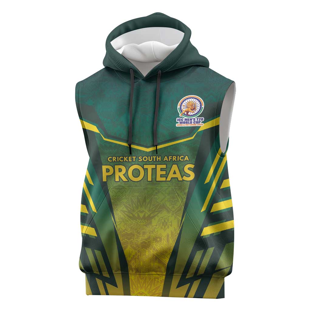 Custom South Africa Cricket Spirit 2026 Sleeveless Hoodie World T20 Edition - African Pride