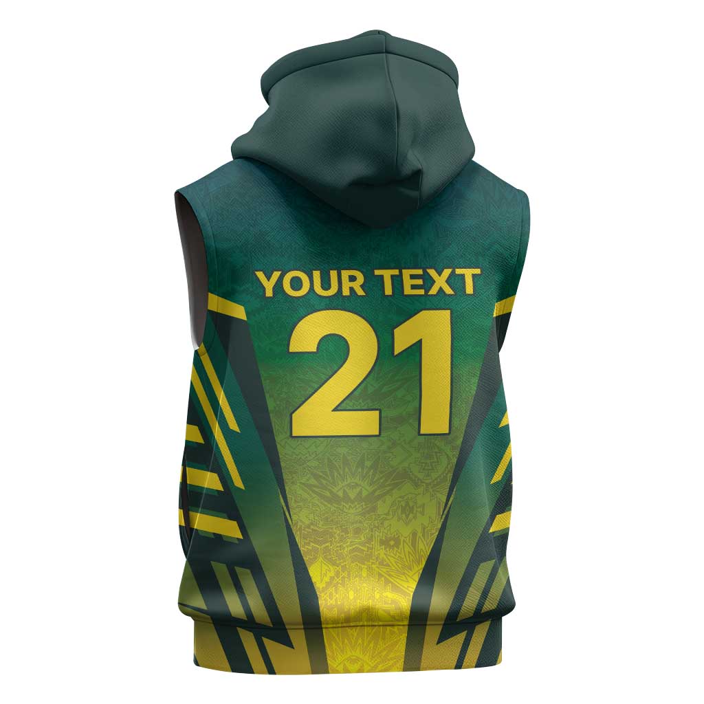 Custom South Africa Cricket Spirit 2026 Sleeveless Hoodie World T20 Edition - African Pride