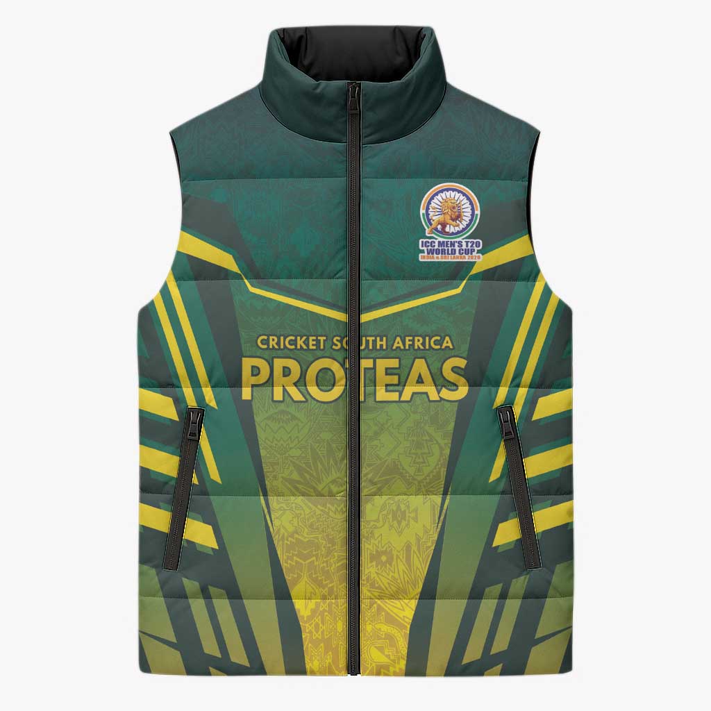 Custom South Africa Cricket Spirit 2026 Sleeveless Puffer Jacket World T20 Edition