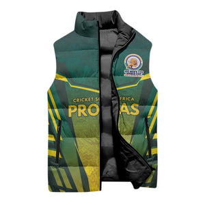 Custom South Africa Cricket Spirit 2026 Sleeveless Puffer Jacket World T20 Edition
