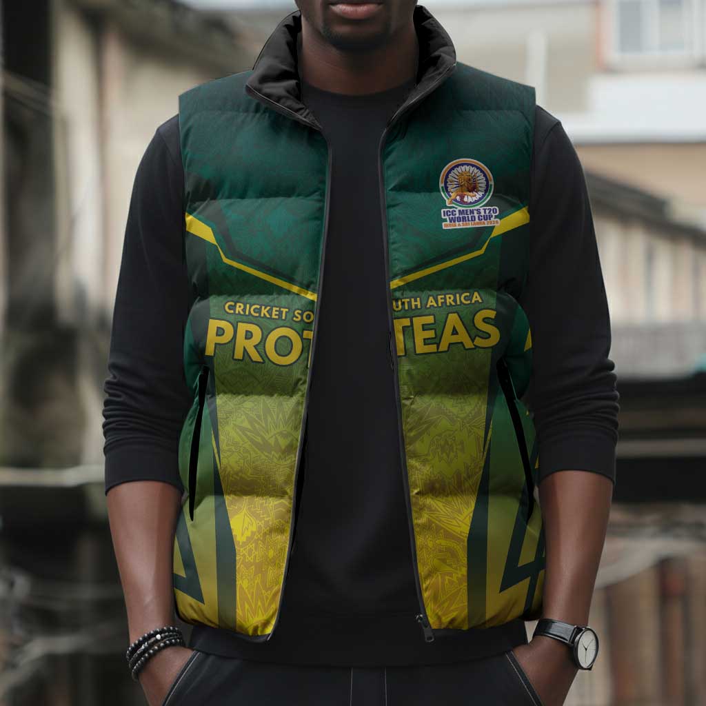 Custom South Africa Cricket Spirit 2026 Sleeveless Puffer Jacket World T20 Edition