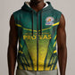 Custom South Africa Cricket Spirit 2026 Sleeveless Zip Hoodie World T20 Edition - African Pride