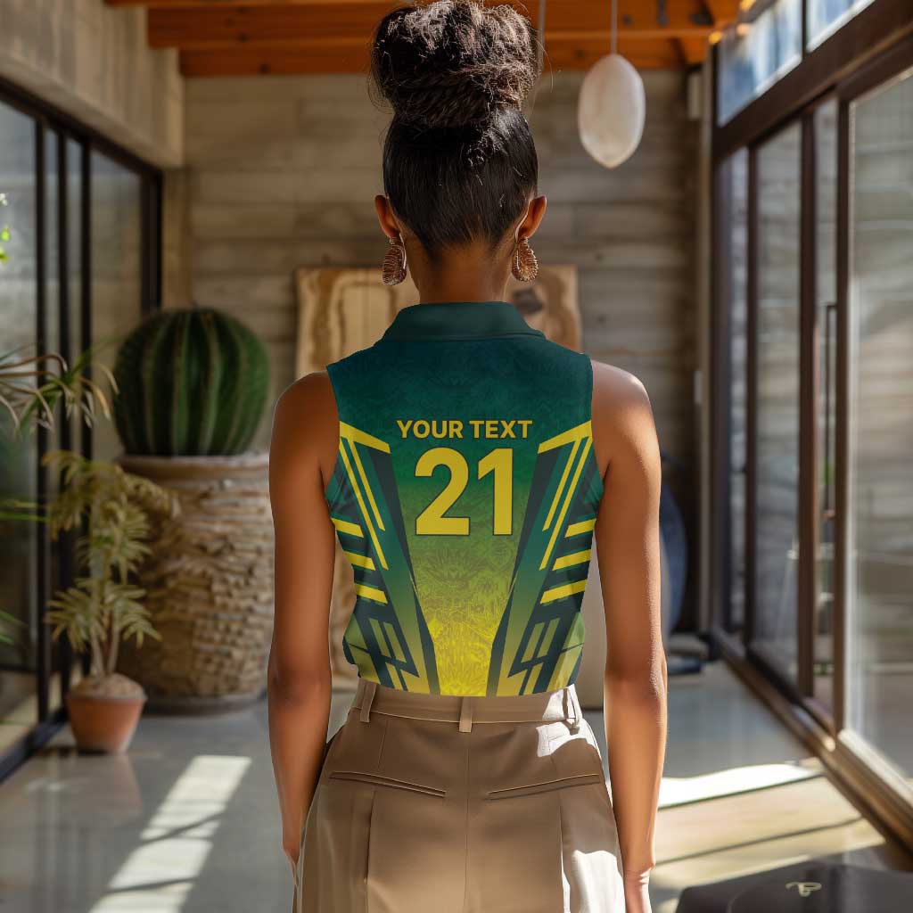 Custom South Africa Cricket Spirit 2026 Women Sleeveless Polo Shirt World T20 Edition - African Pride