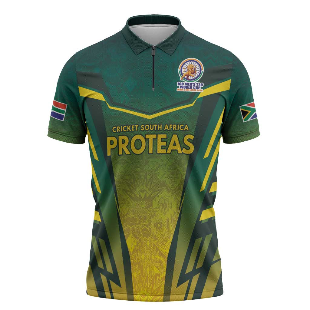 Custom South Africa Cricket Spirit 2026 Zipper Polo Shirt World T20 Edition
