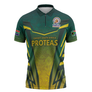 Custom South Africa Cricket Spirit 2026 Zipper Polo Shirt World T20 Edition