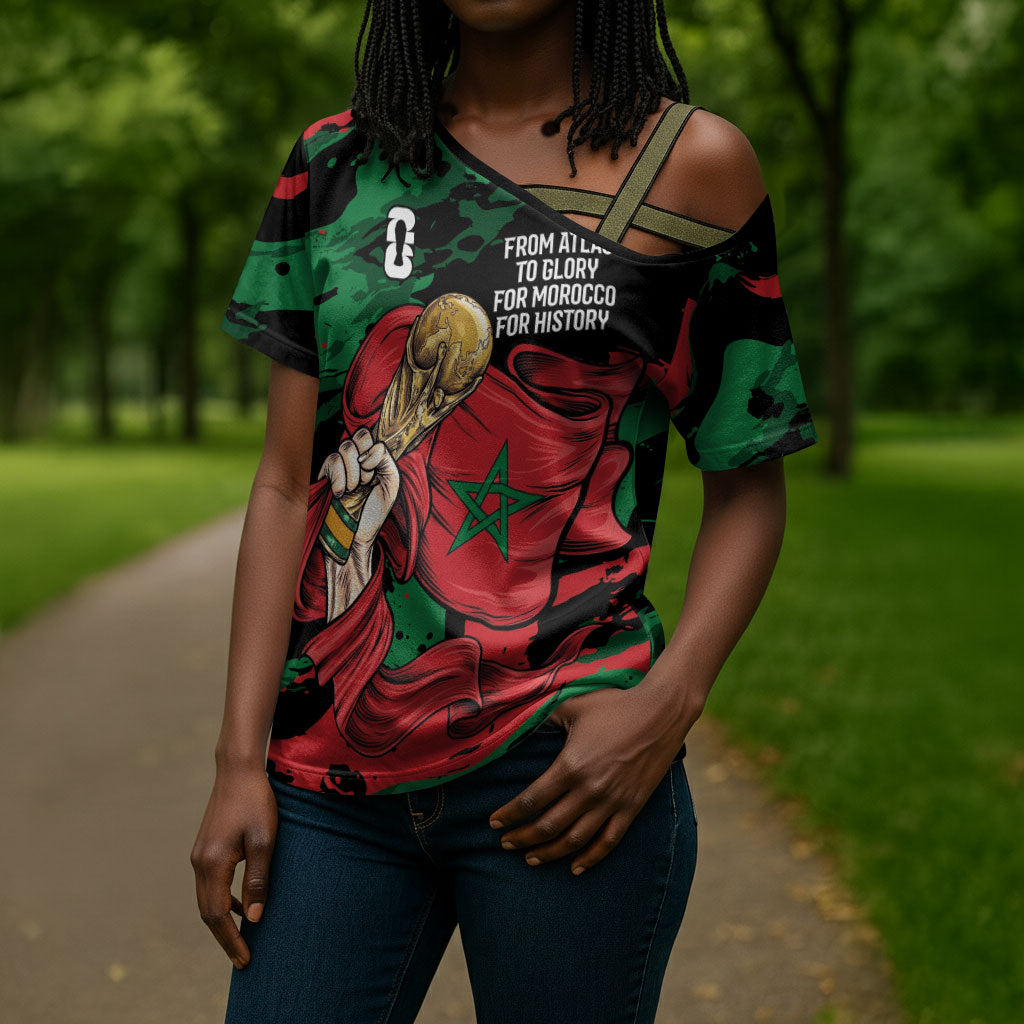 Personalized Morocco From Atlas To Victory Cross Shoulder Shirt Atlas Lions World Football Supporter Edition