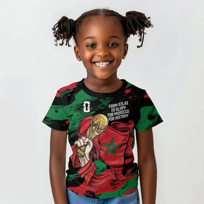 Personalized Morocco From Atlas To Victory Kid T shirt Atlas Lions World Football Supporter Edition