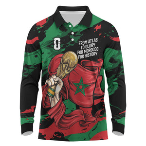 Personalized Morocco From Atlas To Victory Long Sleeve Polo Shirt Atlas Lions World Football Supporter Edition