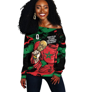 Personalized Morocco From Atlas To Victory Off Shoulder Sweater Atlas Lions World Football Supporter Edition