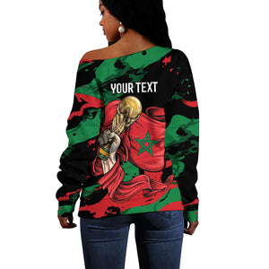 Personalized Morocco From Atlas To Victory Off Shoulder Sweater Atlas Lions World Football Supporter Edition