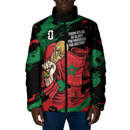 Personalized Morocco From Atlas To Victory Padded Jacket Atlas Lions World Football Supporter Edition