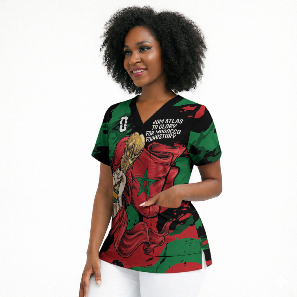 Personalized Morocco From Atlas To Victory Scrub Top Atlas Lions World Football Supporter Edition