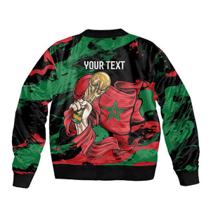 Personalized Morocco From Atlas To Victory Sleeve Zip Bomber Jacket Atlas Lions World Football Supporter Edition