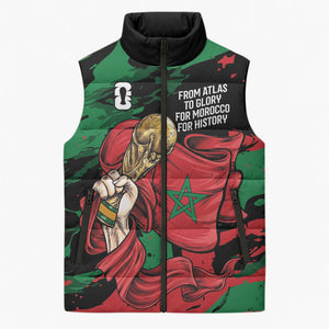 Personalized Morocco From Atlas To Victory Sleeveless Puffer Jacket Atlas Lions World Football Supporter Edition