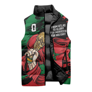Personalized Morocco From Atlas To Victory Sleeveless Puffer Jacket Atlas Lions World Football Supporter Edition