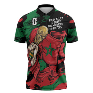 Personalized Morocco From Atlas To Victory Zipper Polo Shirt Atlas Lions World Football Supporter Edition