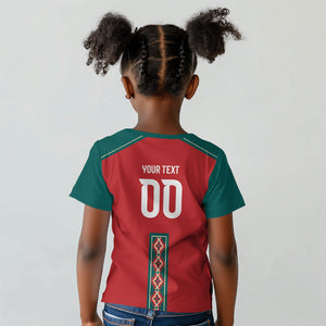 Custom Morocco Heritage Zellige Pattern Kid T shirt Atlas Lions World Football Supporter Edition
