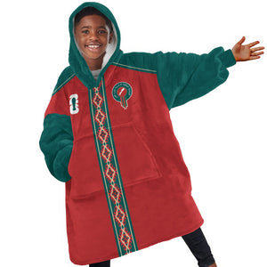 Custom Morocco Heritage Zellige Pattern Kid Wearable Blanket Hoodie Atlas Lions World Football Supporter Edition
