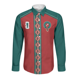 Custom Morocco Heritage Zellige Pattern Long Sleeve Button Shirt Atlas Lions World Football Supporter Edition