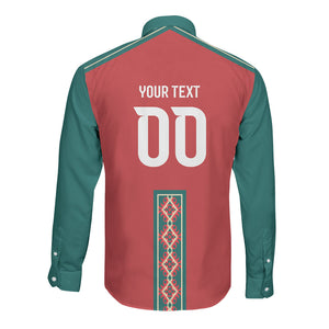 Custom Morocco Heritage Zellige Pattern Long Sleeve Button Shirt Atlas Lions World Football Supporter Edition
