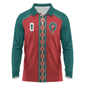 Custom Morocco Heritage Zellige Pattern Long Sleeve Polo Shirt Atlas Lions World Football Supporter Edition